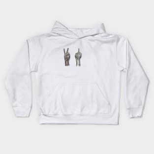 Peace Sign, Middle Finger Kids Hoodie